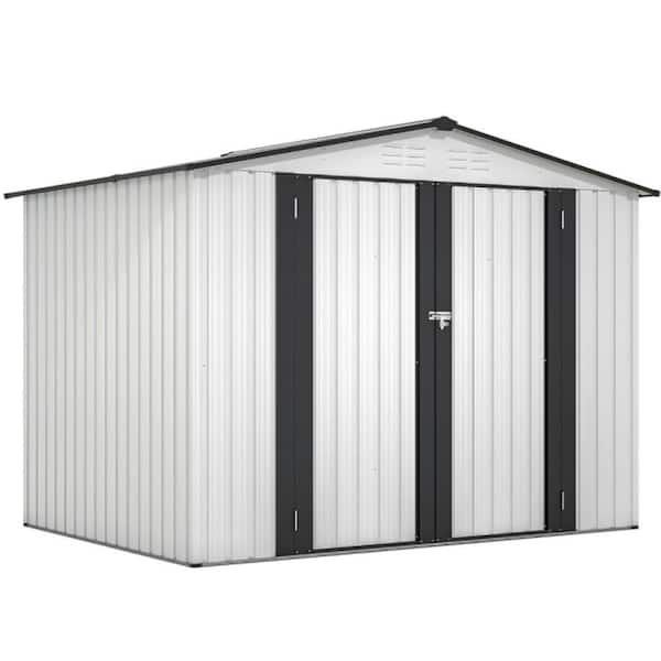 8 ft. W x 6 ft. D Outdoor Storage Metal Shed-All Weather with 2 Lockable Doors for Garden, Backyard (48 sq. ft. )
