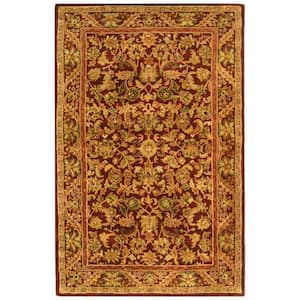 Antiquity Wine/Gold 6 ft. x 9 ft. Border Floral Solid Area Rug