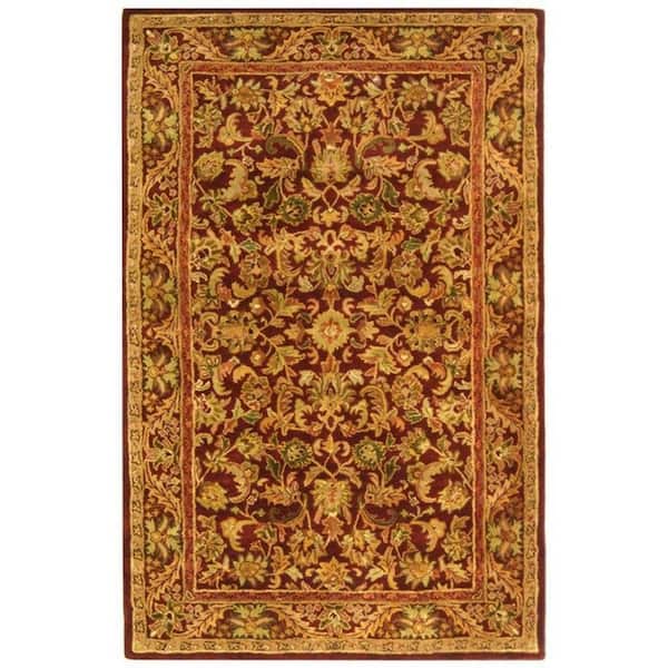 SAFAVIEH Antiquity Wine/Gold 6 ft. x 9 ft. Border Floral Solid Area Rug