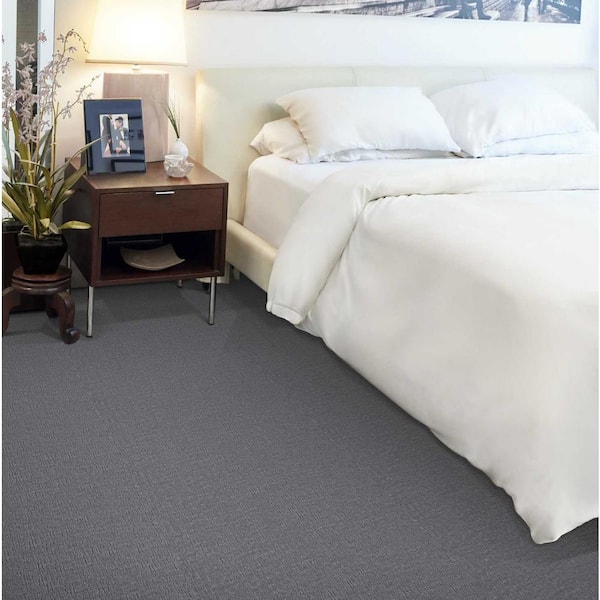 Trenches Cobblestone Gray 13.2 ft. 95 oz. Polypropylene Texture Installed Carpet