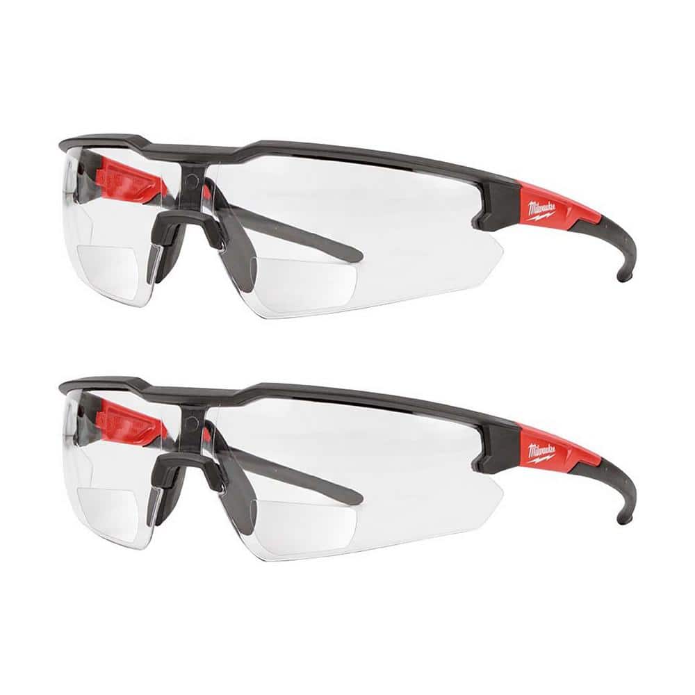 Clear +2.00 Bifocal Safety Glasses Magnified Anti-Scratch Lenses (2-Pack) price history on PriceWatchPro