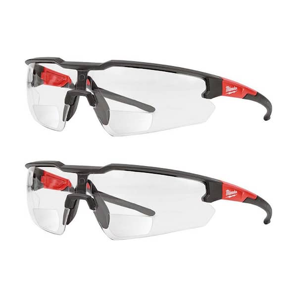 Milwaukee Clear +2.00 Bifocal Safety Glasses Magnified Anti-Scratch Lenses (2-Pack)