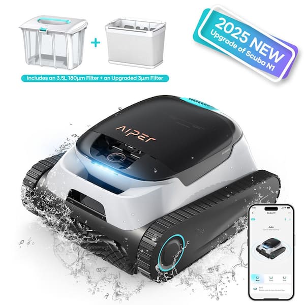 Scuba N1 Plus Robotic Pool Vacuum for In/Above-ground Pool Floor, Wall, Waterline-White