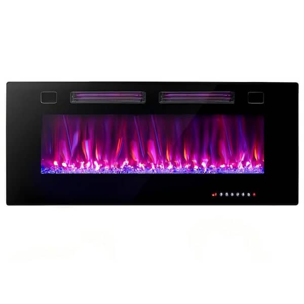 60 in. Smart Recessed or Wall Mounted Electric Fireplace Insert Alexa App Control 12 Flame Colors 750W/1500W Heating