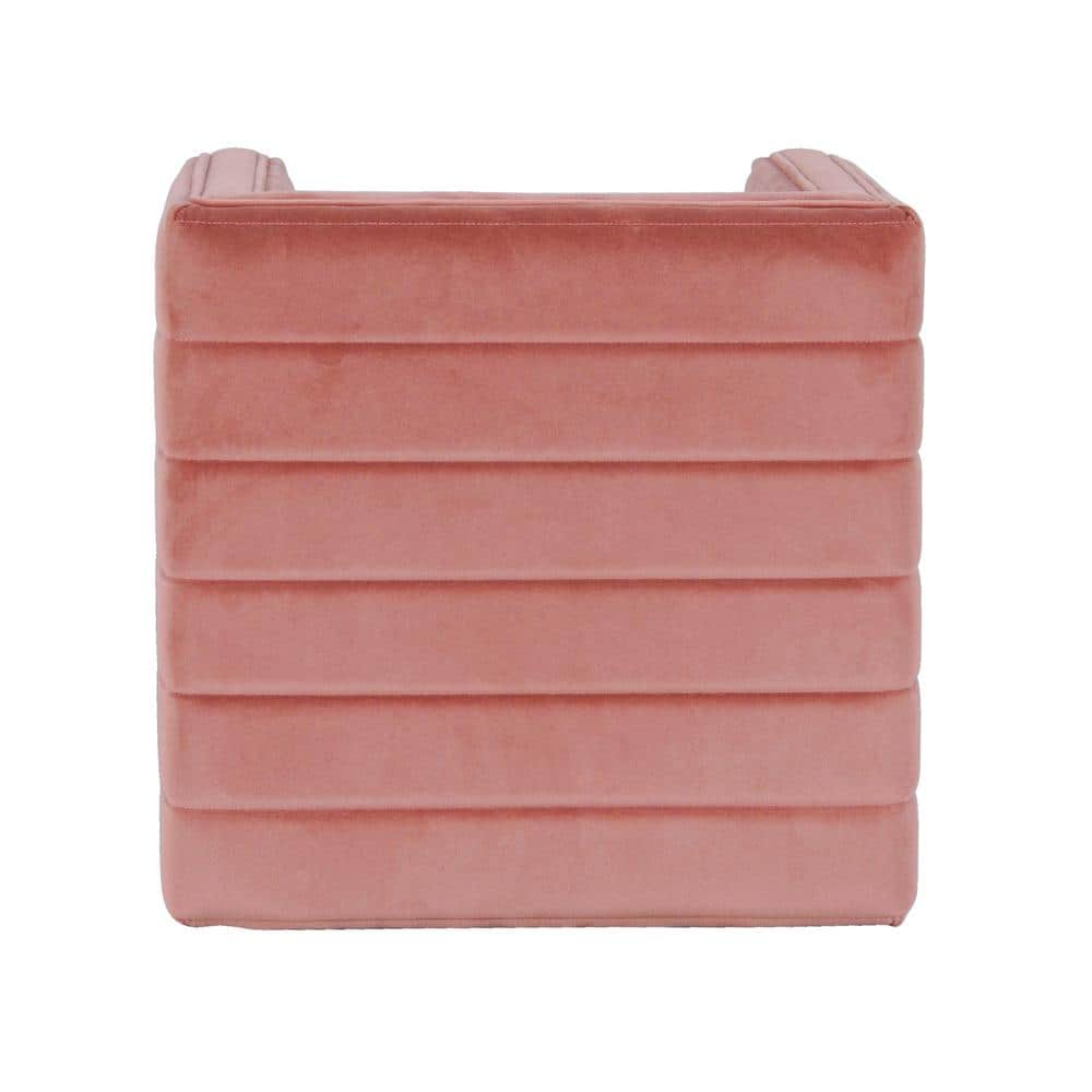 Velvet Tufted Rectangular Footstool in Blush Pink