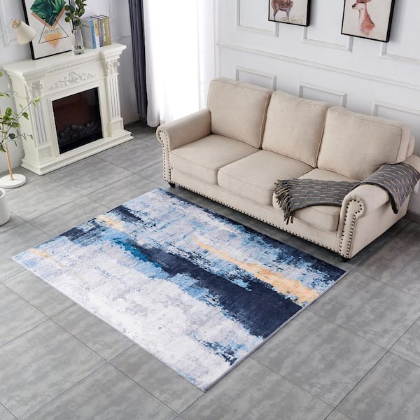 Tatahance Multi-Colored 5 ft. x 6.6 ft. Abstract Design Gray