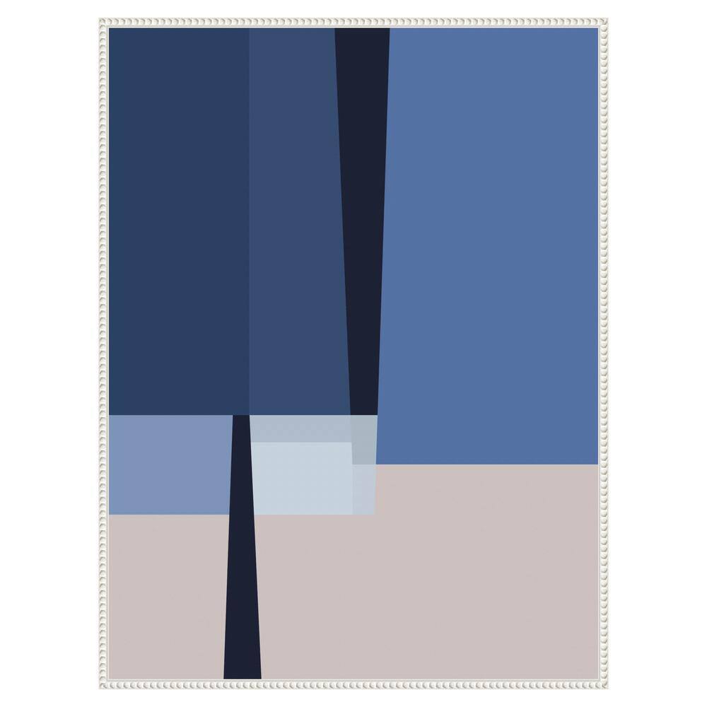 Blue Lines Abstract Canvas Art with White Floater Frame