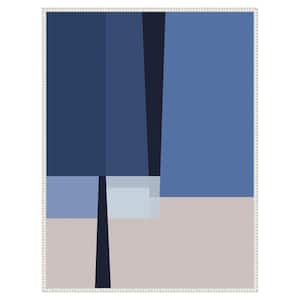 "Blue Lines 1" by Alyson Storms 1 Piece Floater Frame Giclee Abstract Canvas Art Print 42 in. x 32 in .