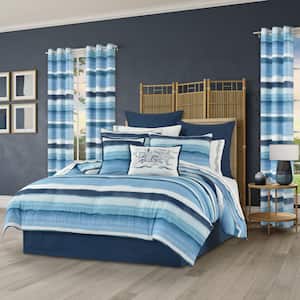 4-Pieces Balboa Blue Polyester Queen Comforter Set