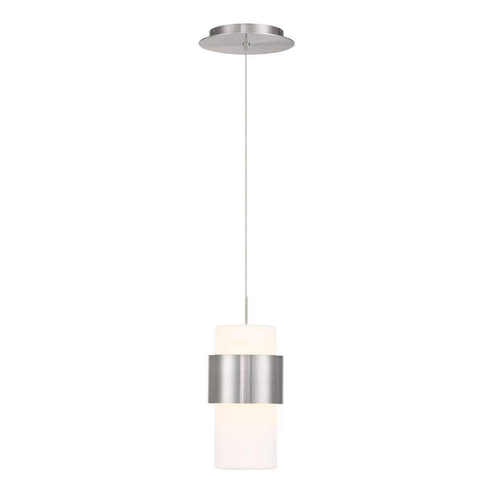Brushed Nickel Glass LED Mini Pendant Light