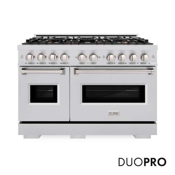 48 in. 6.7 cu. ft. Classic Dual Fuel Range with 8 Burner DuoPro Cooktop and Dual Ovens in Stainless Steel