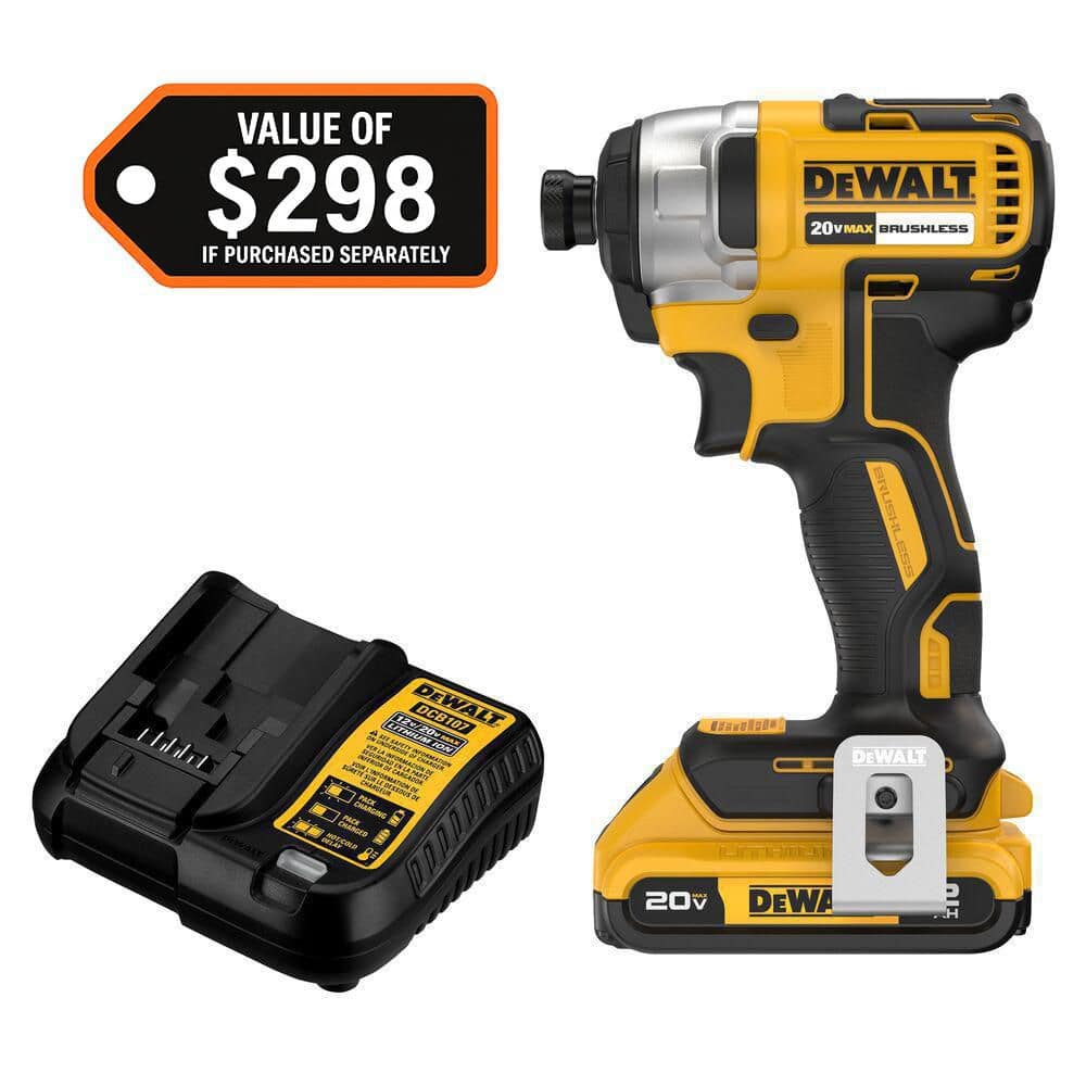 De WALT（デウォルト） 20V MAX Impact（インパクト）セット DEWALT 20V MAX Lithium-Ion Brushless Cordless 1/4 in. Impact