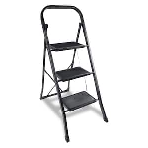 3-Step Sturdy Steel Step Stool, 330 lbs. Load Capacity with Wide Anti-Slip Pedal