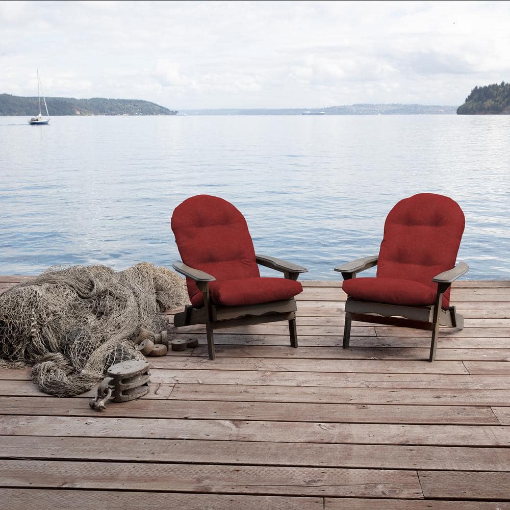 Nautical Red Plush Tufted Adirondack Chair Cushion Set