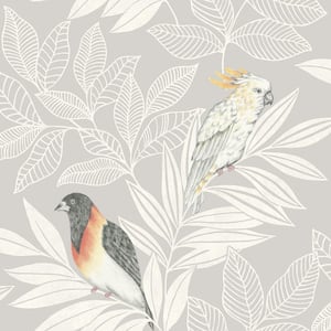 Paradise Island Birds Daydream Gray and Ivory Bohemian Paper Strippable Roll (Covers 56.05 sq. ft.)