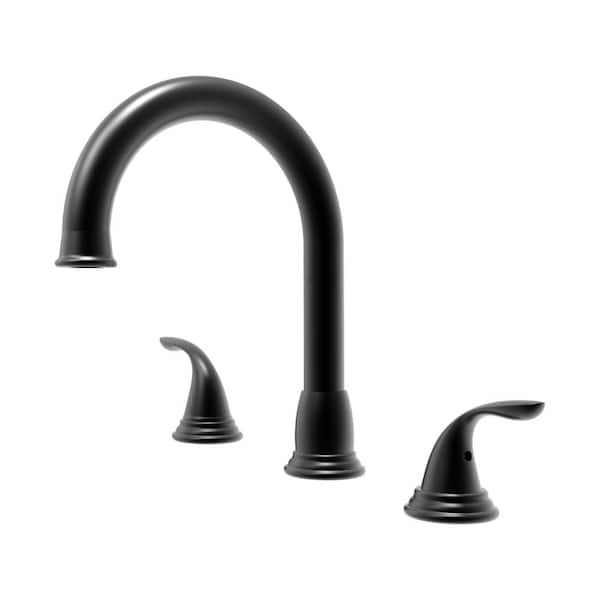 WASSERMAN FAUCETS 8 in. Widespread Dual Wing Handle 3-Hole Bathroom Faucet with Matching Push Pop-Up in Matte Black