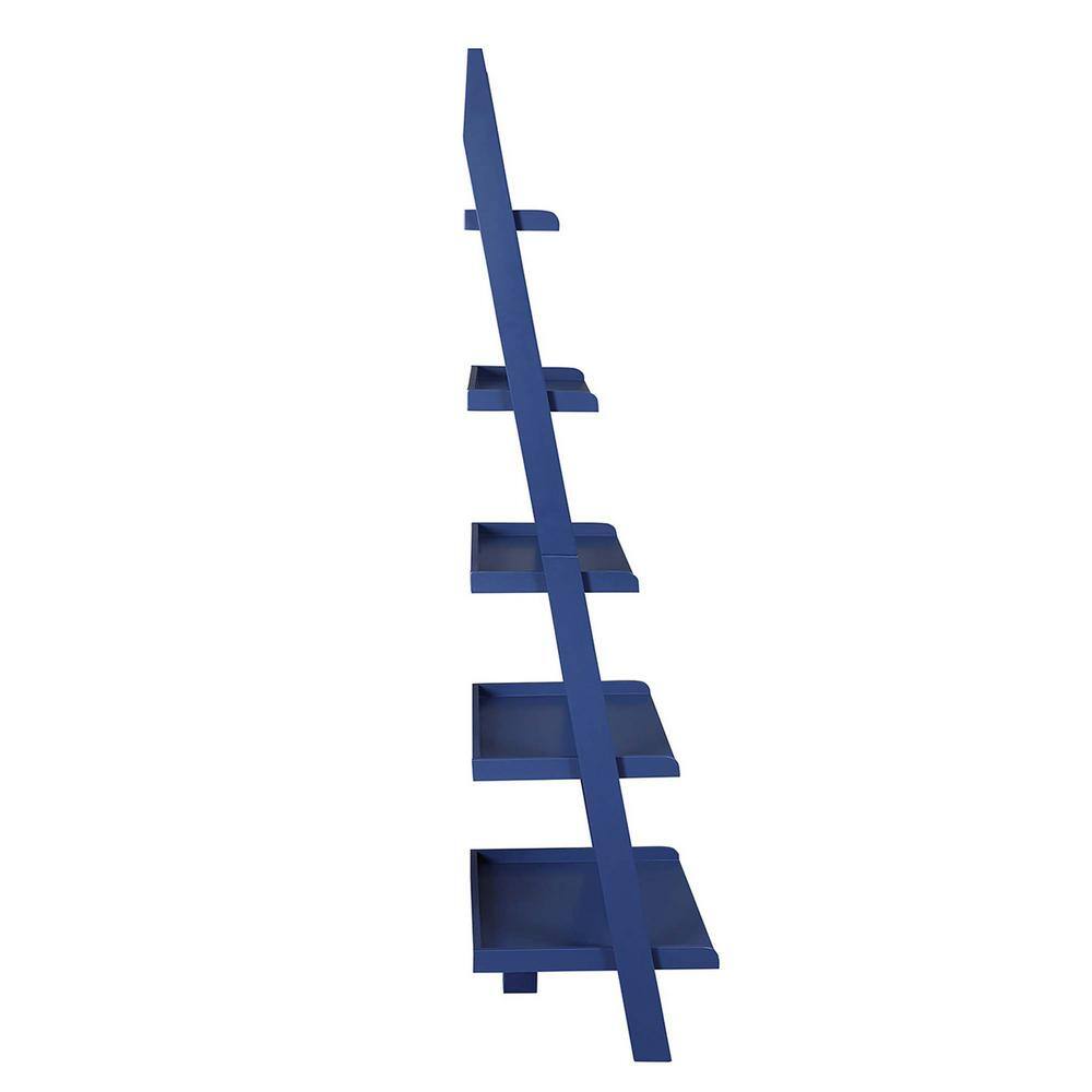 Cobalt Blue Adjustable Wood Ladder Bookshelf