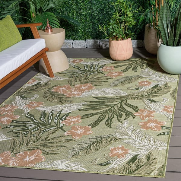 Cabana 5 x 8 Green/Brown Floral Area Rug