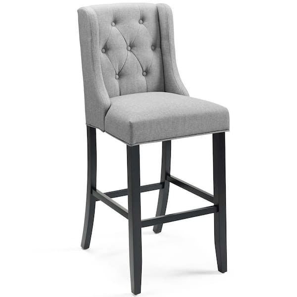 Baronet Tufted Button Upholstered Fabric Bar Stool in Light Gray