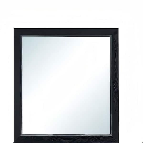 Black 36 in. W x 40 in. H Art Deco Classic Modern Cottage Farmhouse Rectangle Framed Mirror for Bedroom Living Room