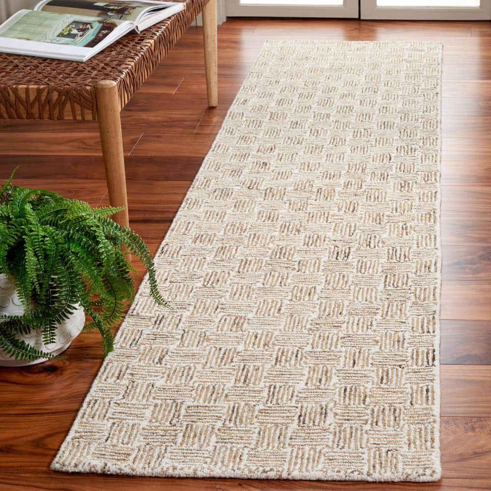 Micro-Loop 2 ft. x 9 ft. Taupe/Ivory Basket Striped Runner Rug price history on PriceWatchPro