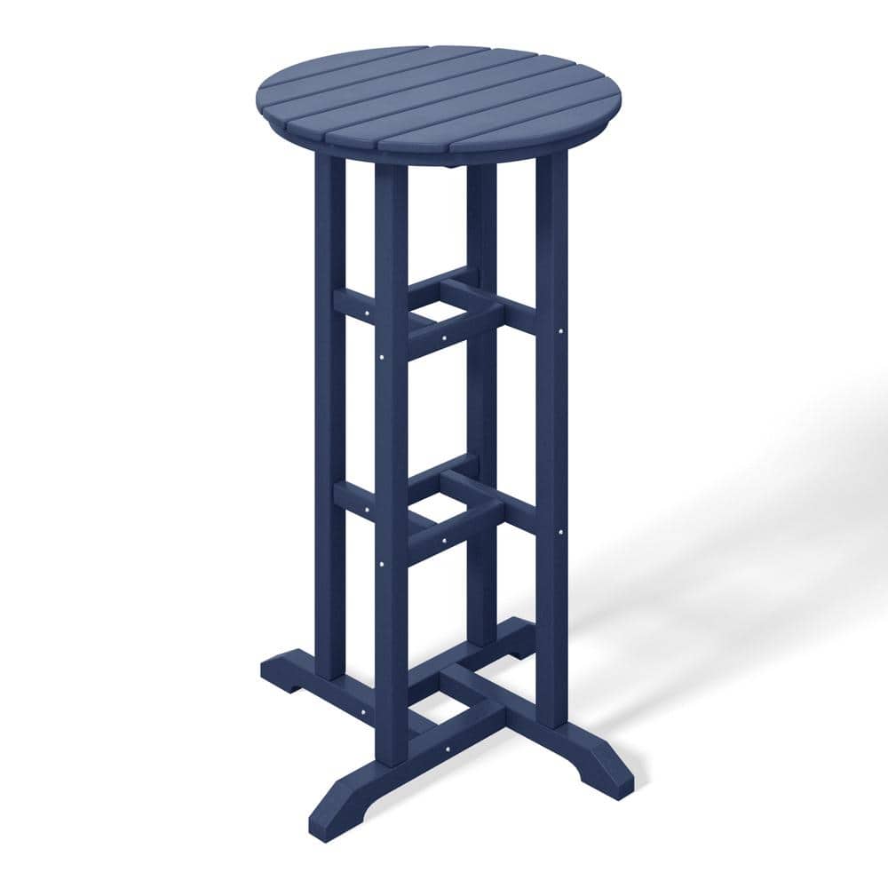 Laguna 24 in. Round Pub Height HDPE Plastic Dining Outdoor Bar Bistro Table in Navy Blue price history on PriceWatchPro