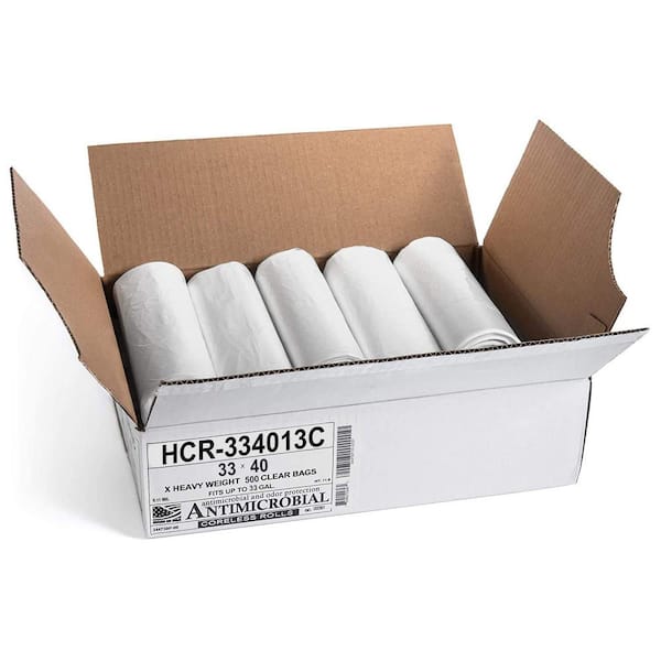 High Density Clear Trash Bag, 24 x 33, 13 Microns, 500/Case