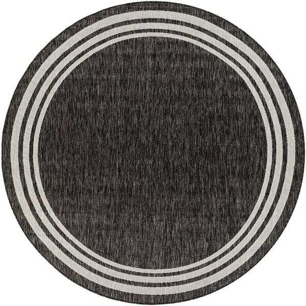 Eagean Black Border 7 ft. 10 in. x 7 ft. 10 in. Indoor/Outdoor Area Rug