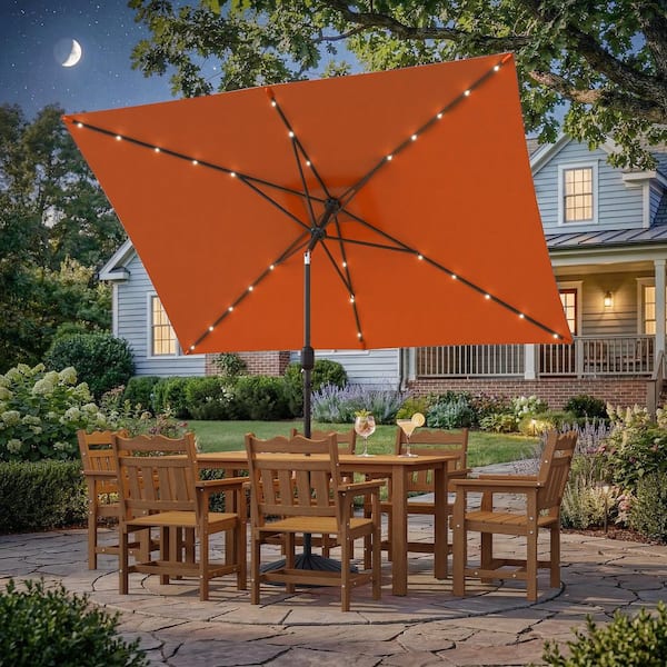 10 foot solar led patio umbrella ft Cantilever with 32 Lights and 220 LBS Base-Dark Blue Crafted with your comfort in mind Easthome 10ft Solar LED Offset