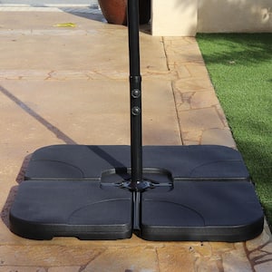 130 lb. Capacity Weighted Cantilever and Offset Patio Umbrella Base in Black (4-Piece)