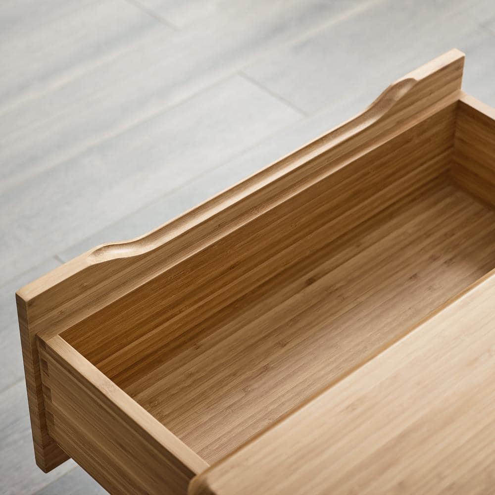 Eco-Friendly Caramelized Bamboo Nightstand with 1 Drawer