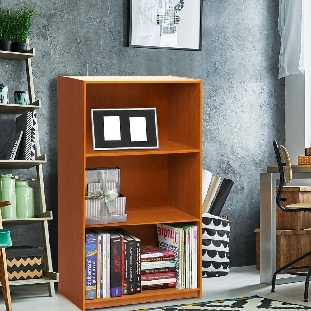 Espresso Adjustable 3-Tier Kids Bookcase with Closed Back