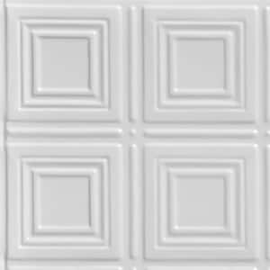 Take Home Sample - Shanko White 1 ft. x 1 ft. Decorative Tin Style Lay-in Ceiling Tile (1 sq. ft./case)