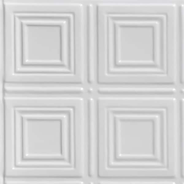 FROM PLAIN TO BEAUTIFUL IN HOURS Take Home Sample - Shanko White 1 ft. x 1 ft. Decorative Tin Style Lay-in Ceiling Tile (1 sq. ft./case)