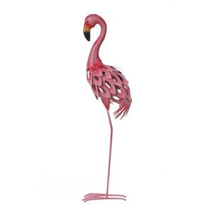 34 in. H Pink Flamingo Outdoor Metal Garden Statue