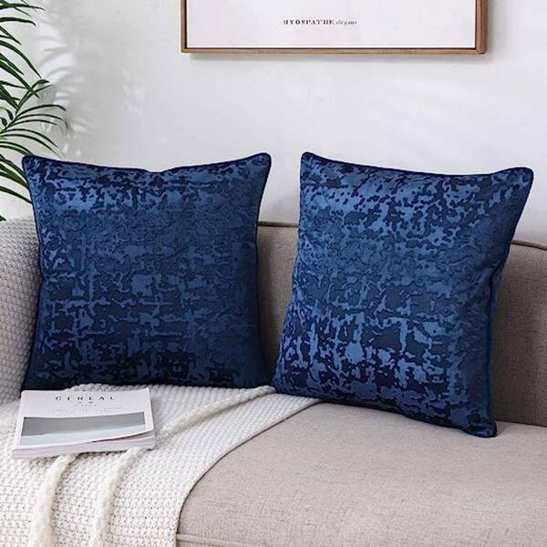 Outdoor Decorative Plush Velvet Throw Pillow Covers Sofa Accent Couch Pillows (Set of 2), Blue