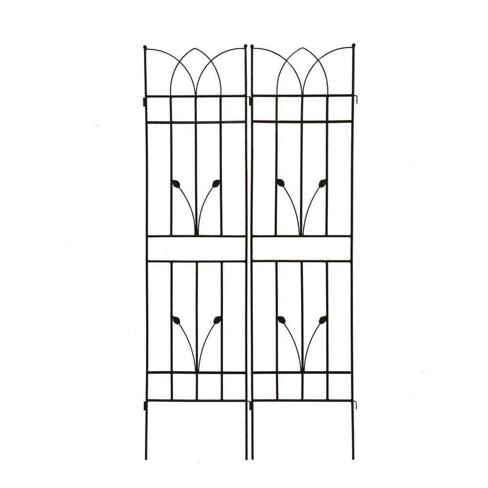 2-Pack 71in. x 17.7 in. Metal Garden Trellis for Climbing Plants, Garden Trellis, Large Decorative Outdoor Trelli, Black