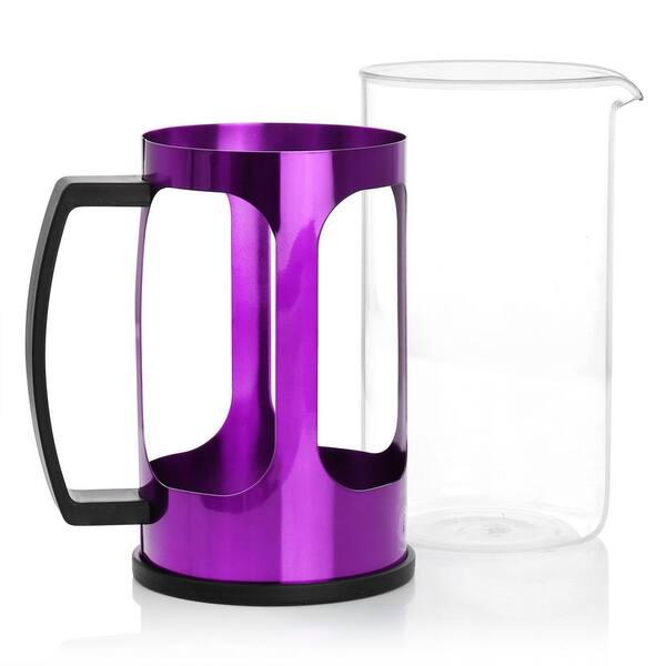 Pressca Caffe Latte Combo Portable French Press Coffee Maker and Milk  Forther BPA FREE - Ships from the US (Purple)