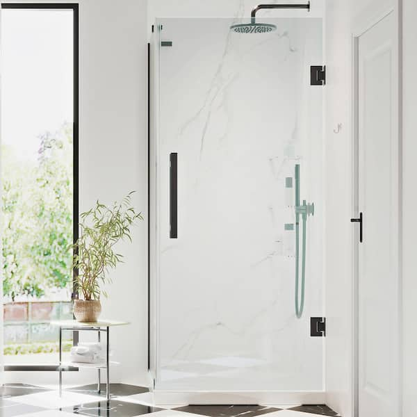 Ove Decors Tampa 54 in. L x 32 in. W x 72 in. H Corner Shower Kit with Pivot Frameless Shower Door in Chrome and Shower Pan