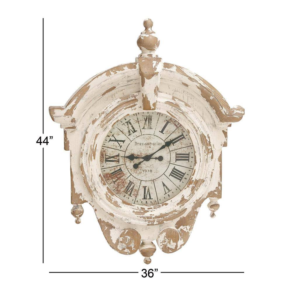 Vintage Brown and White Distressed Fiberglass Wall Clock