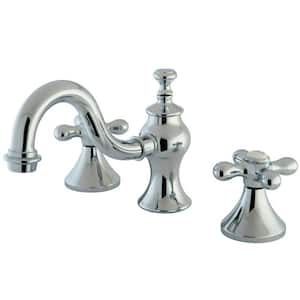 Traditional Cross 8 in. Widespread 2-Handle High-Arc Bathroom Faucet in Chrome