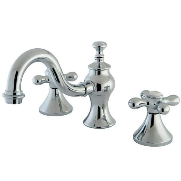Kingston Brass Traditional Cross 8 in. Widespread 2-Handle High-Arc Bathroom Faucet in Chrome
