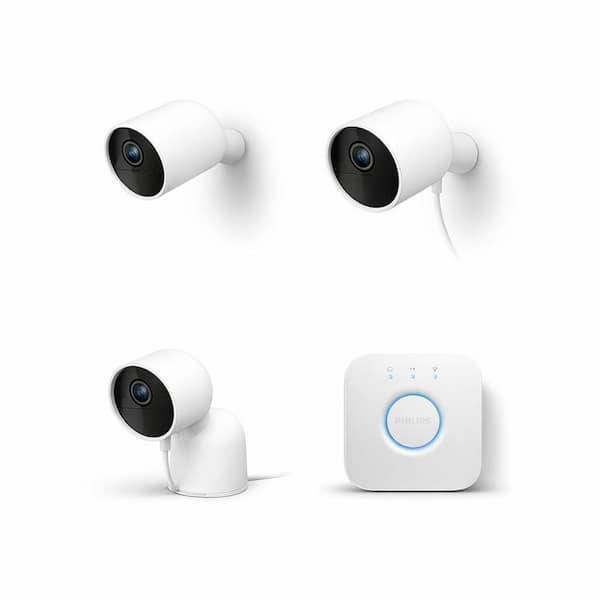 Wireless Smart Security Camera, Smart Home Bridge & Plug-In Surveillance Camera Combo (4-Piece)