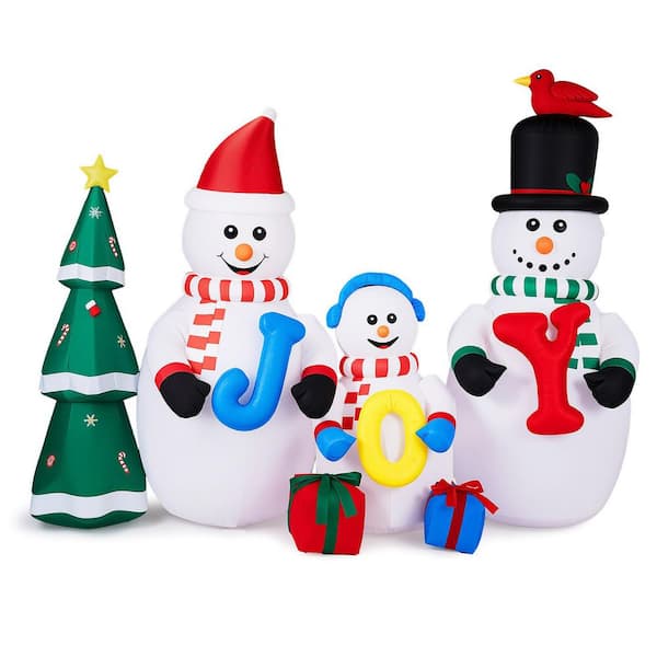 6.2 ft. x 8 ft. Pre-lit Snowman Family Christmas Inflatable with JOY and Xmas Tree