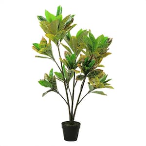 45.75 in. Green Yellow and Red Potted Artificial Croton Tree