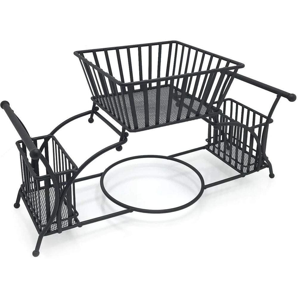 Black Stainless Steel Buffet Utensil Caddy with Handles