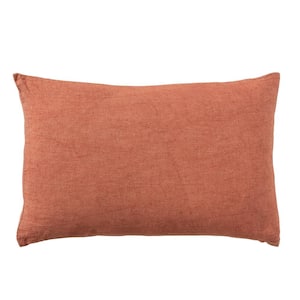 Rust Color Stonewashed Polyester Lumbar 24 in. x 16 in. Throw Pillow