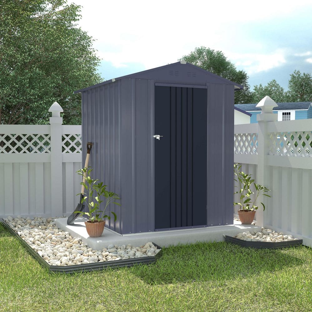 4 ft. W x 4 ft. D Outdoor Metal Storage Shed in Gray (16 sq. ft.) price history on PriceWatchPro
