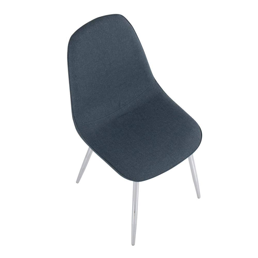 Pebble Chrome and Blue Velvet Upholstered Dining Chairs - Set of 2
