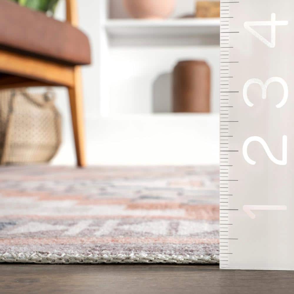 Leighton Light Orange Southwestern Washable Synthetic Area Rug